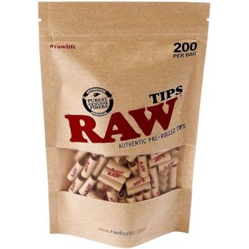 RAW Prerolled Tips BAG, 200 Tips