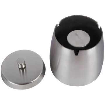 Aschenbecher Edelstahl Chrom mit Deckel - 9.5cm