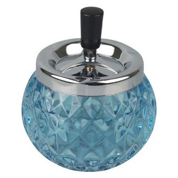 Drehascher chrom/Glas Kugel blue, 12 cm