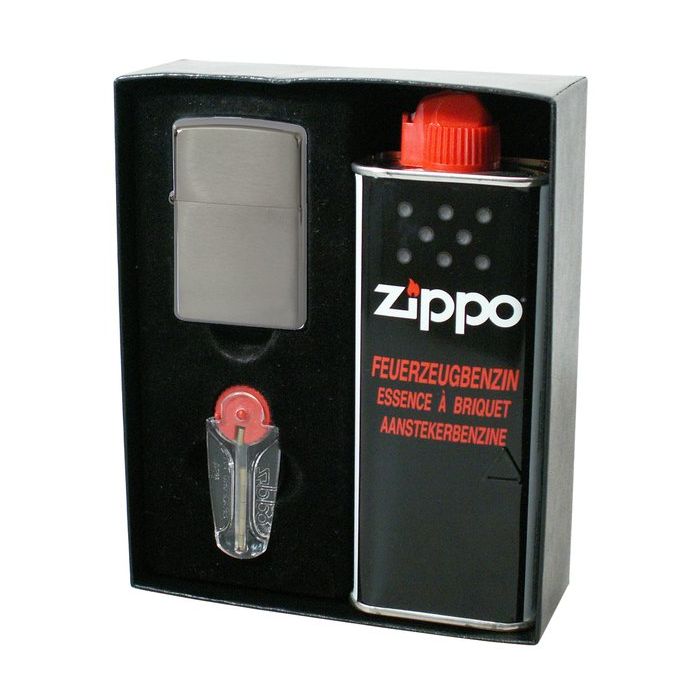 Zippo Set chrom gebürstet