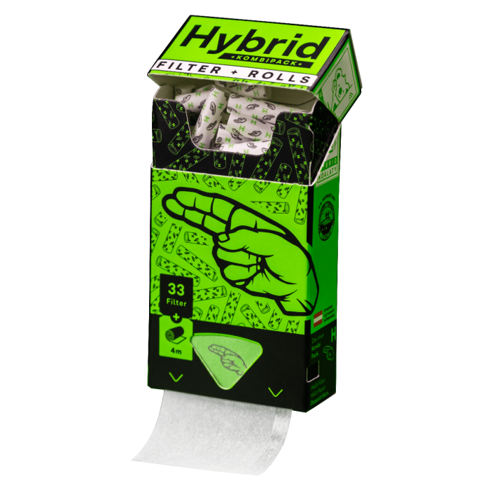 1 x Hybrid Supreme Aktivkohle Filter & Rolls, 33 Stk. 