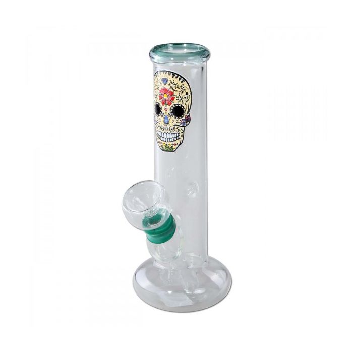 Mini Glasbbong Skull grün, 14.2cm