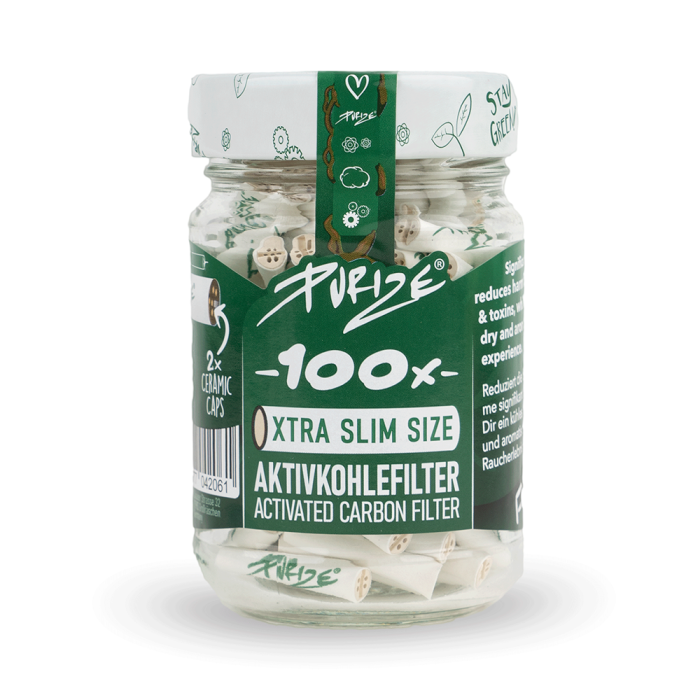 Purize Xtra100 GLAS - Xtra Slim, Aktivkohlefilter - 100Stk.